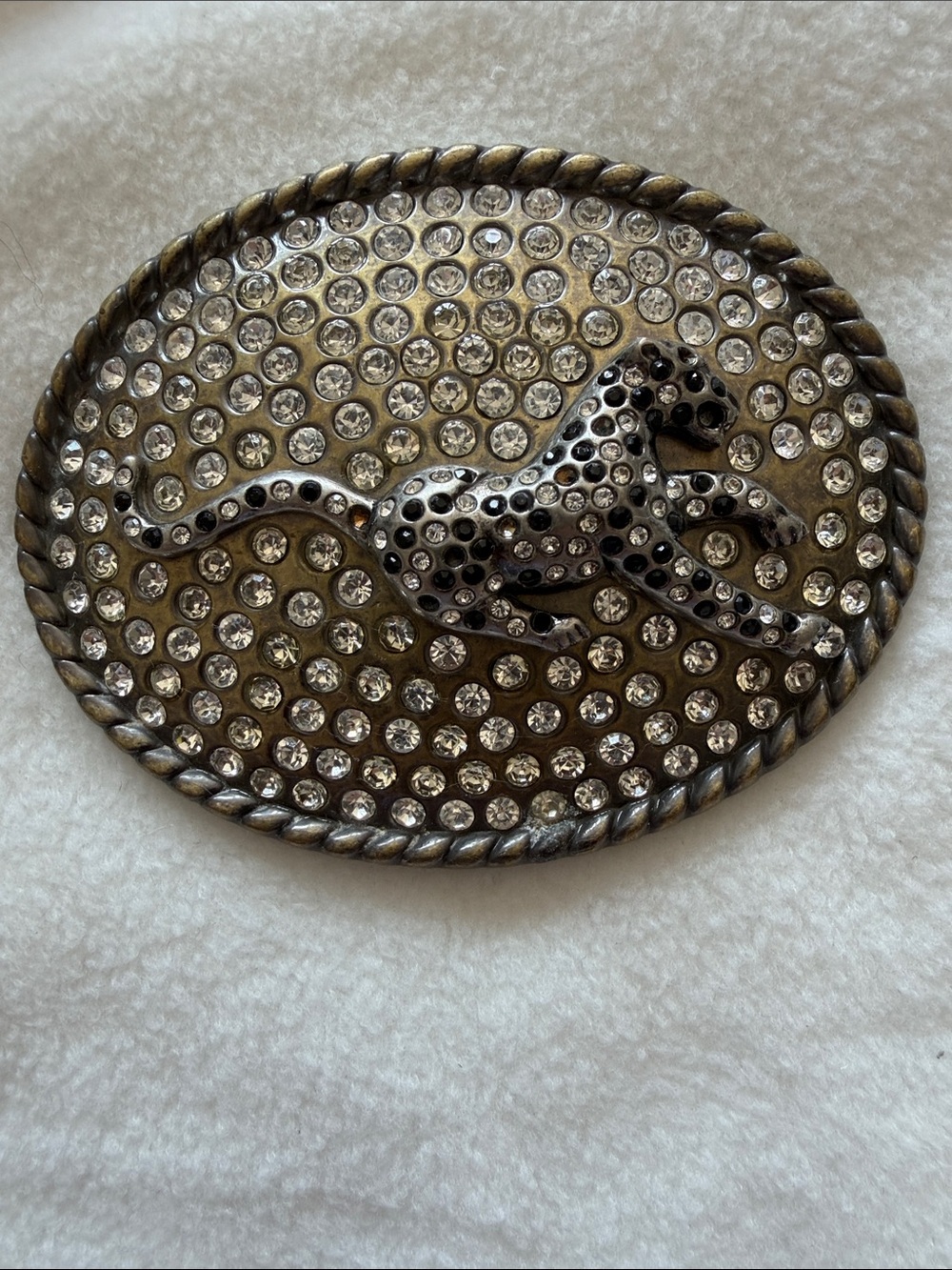 Rhinestone Cheetah / Leopard Bling Oval Belt Buckle Western Glam